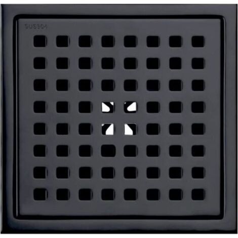 6" square shower floor drain, matte black grate with removable cover, SUS304 stainless steel, FLITI (1/4)