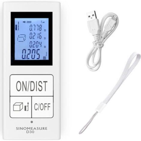 Telemetre Laser, Usb Rechargeable, 30M,blanche,
