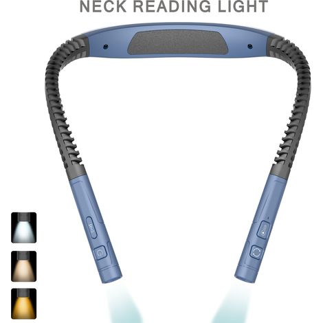 Lampe de cou LED bleue mains‑libres, 3 températures de couleur, gradation sans palier, minuterie 30‑60min, IP44, lampe de lecture rechargeable USB‑C (1/4)