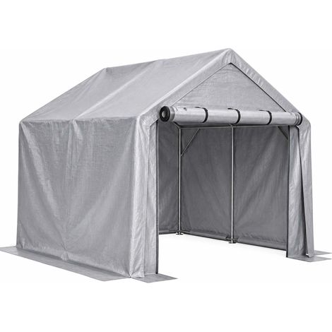 Tenda deposito per biciclette 244 x 241 x 217 cm grigio scuro con struttura in acciaio zincato (1/5)