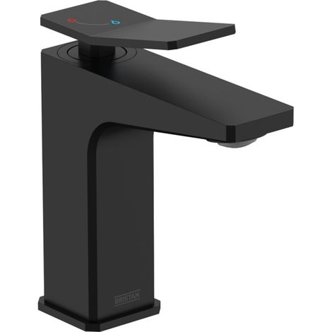 Bristan Tangram Eco Start Basin Mixer Tap with Clicker Waste - Black (1/5)