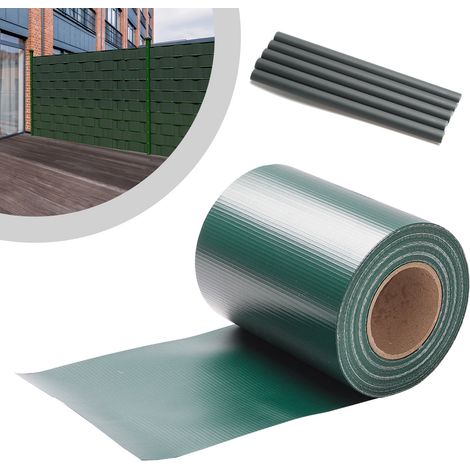 Jiubiaz 2 Rollen PVC Sichtschutzstreifen 50m x 19cm Sichtschutzfolie mit 40 x Befestigungsclips für Gartenzaun, Balkon  Grün