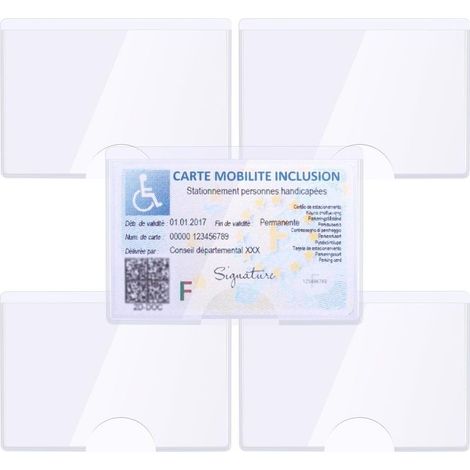 Lot de 4 porte-cartes handicapé 6x9cm Étui transparent autocollant Pour pare-brise Forte adhérence et réutilisable (1/4)