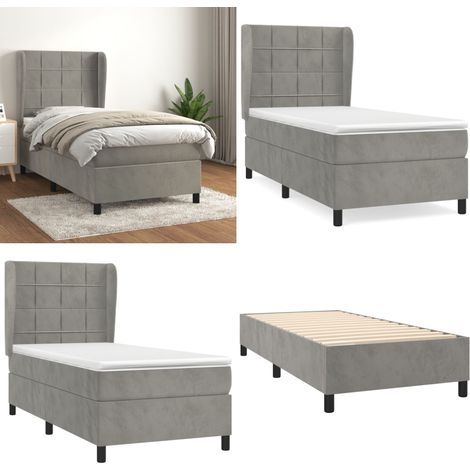 Boxspringbett mit Matratze Hellgrau 90x200 cm Samt - Samtbett - Boxspringbett - Doppelbett - Bettenrahmen - Luxusbett - Home & Living (1/5)