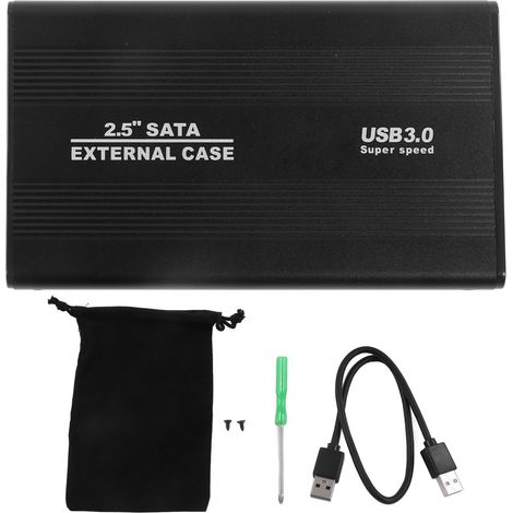Boîtier externe pour disque dur 2,5 pouces 4 To USB 3.0 5 Gbps, boîtier en aluminium noir avec indicateur LED, compatible hot-swap, étui HDD externe. (1/5)