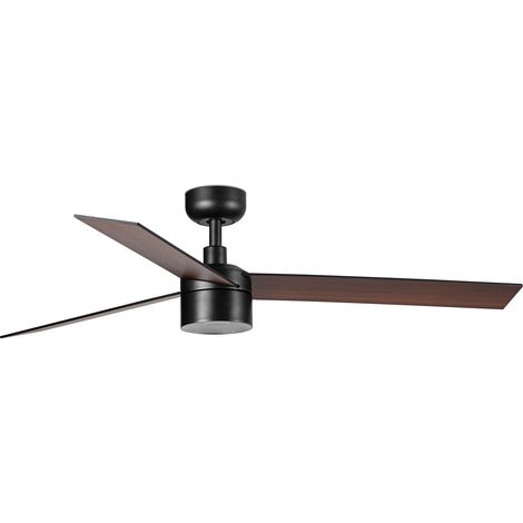 Faro Rudder Ventilateur de plafond encastré Rudder 132 cm TEK LED, noir mat, pales en noyer, 4000K, 3 pales réversibles (1/2)