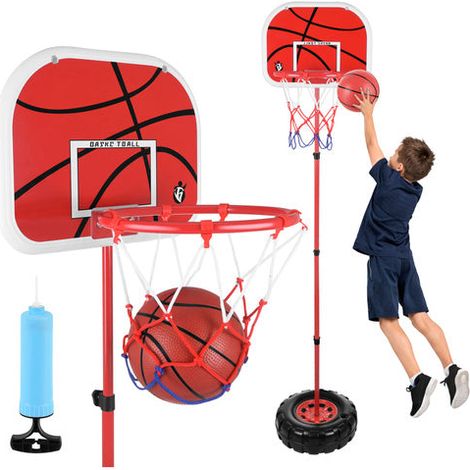 Verstellbares Basketballkorb-Set mit Rückwand und Ball