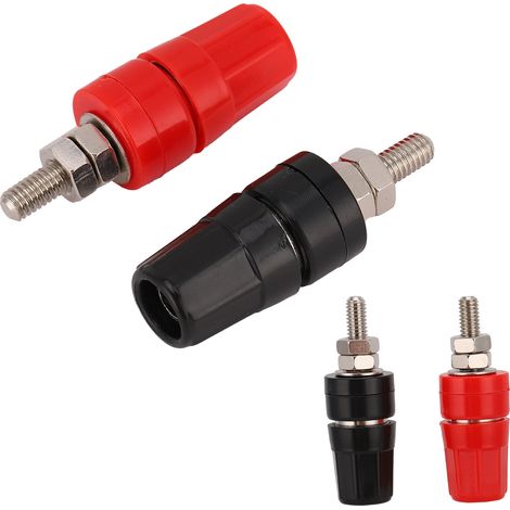 Bornier hexagonal carré à vis en cuivre U50 4 mm, rouge et noir (1/5)