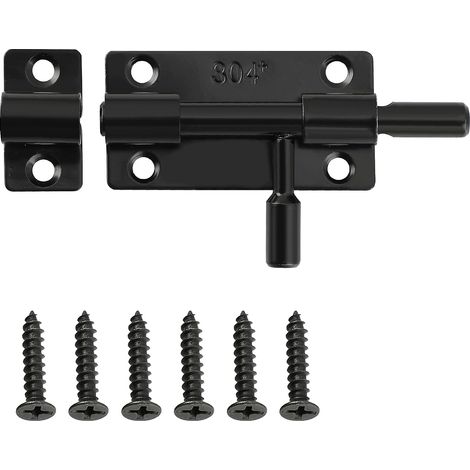 Loquet Porte Loquets et Verrous Porte Fermoir Pratique en SUS 304 Verrou Exterieur pour Portes Fenêtres Clôtures Verrou Porte Coulissante Noir (1/4)
