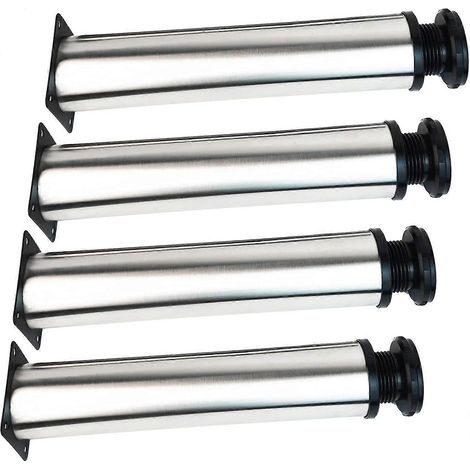 Höhenverstellbare Möbelbeine, 4er-Pack, 450 mm, Edelstahl, für DIY-Couchtische – Höhenverstellbar (Gesamt: 450–465 mm) – mit Schrauben (250 mm Durchmesser, 50 mm Durchmesser) – Silber