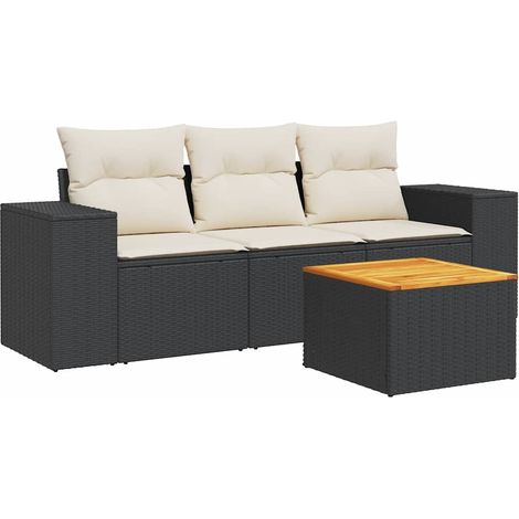 Maison Exclusive - Set Divani da Giardino 4 pz con Cuscini Nero in Polyrattan