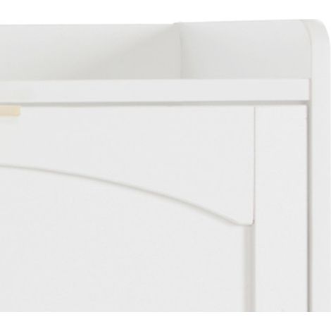 Zapatero moderno blanco con 4 puertas abatibles y compartimentos abiertos 110 x 90 x 24 cm (1/5)