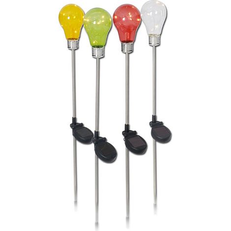 Lot de 4 Lampes Solaires à Piquer LED Design Ampoule Décoration Jardin Terrasse, Blanc, H 76 cm - PANGIVO (1/3)