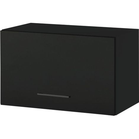 Meuble haut SLIM de cuisine Lovia Noir Mat 1 porte relevable L 60 cm - Porte avec poignée apparente Black (1/4)