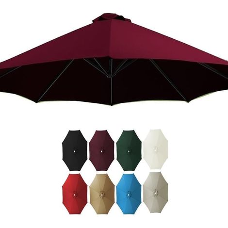 Umbrella Cloth 6.5ft 9ft 10ft Replacement Canopy, Ribs 8 Market Cover, Round Patio Parasol UV Protective(Red,200cm/6. 8Ribs)(White,200cm/6.5ft 8Ribs)