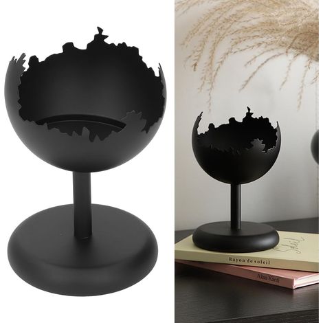 Porte-Chandelier en Fer Noir en Fer Vintage Table de bougette Porte-Chandelier décoratif Porte-chèques pour Salon (L 7,5x7.5x15cm / 3x3x5.9in) (1/5)