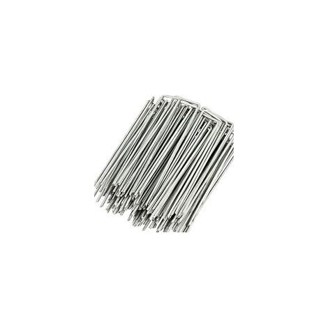 Set 50 Piquets en acier galvanizado 3,2mm 100x40mm ancrage au sol pour baches filets de jardinage en U Anguleux
