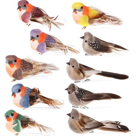 Künstliche Vogelmodelle 10 aus Schaumstoff mit Federn und (1/4)