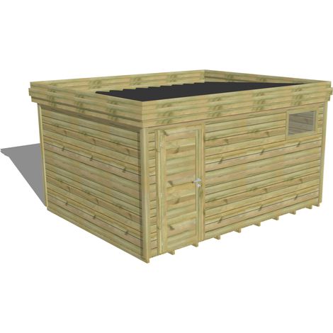 ABRI DE JARDIN bois Pin autoclave 27mm - 4,34x3,44m / 14,9m2 - Bac acier - Plancher bois (1/5)