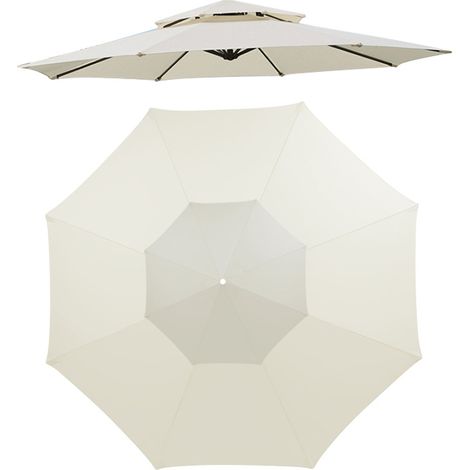Parasol de Terrasse de 3 M, Auvent de Rechange pour Parapluie D'extérieur à 8 Baleines, Dessus de Parasol de Table de Marché, Auvent en Tissu Imperméable pour Parasol pour(Beige 8 côtes)