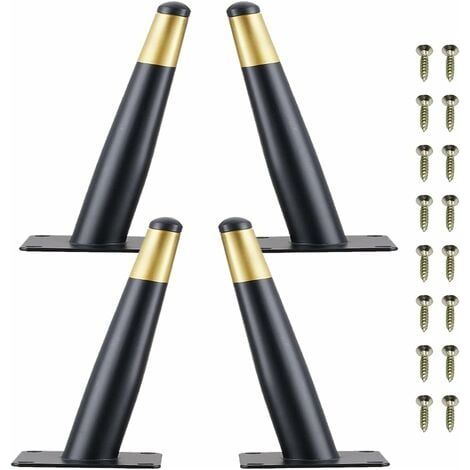 Set di 4 gambe per mobili da 10 cm, gambe per tavolo e sedia in metallo con base antiscivolo silenziosa, nero e oro (1/5)