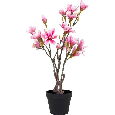 Magnoliatræ Künstliche Pflanze H74 cm grün, rosa.