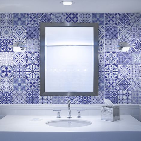 Sticker Mural Carrelage adhésif Cuisine Salle de Bain - 9 STICKERS CARRELAGES AZULEJOS ZACHARIA - 9stickers15x15cm (1/5)
