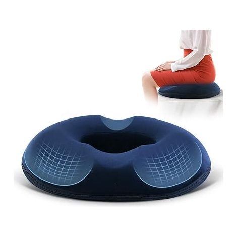 Coussin coccyx orthopédique ergonomique en gel et mousse à mémoire de forme – Housse en polyester durable – Fond antidérapant silicone (1/5)