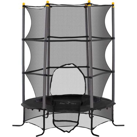 Kindertrampolin Ø163 cm, Trampolin mit Sicherheitsnetz, Randabdeckung, Gartentrampolin für Kinder 3-10 Jahre, bis 50 kg belastbar, Schwarz