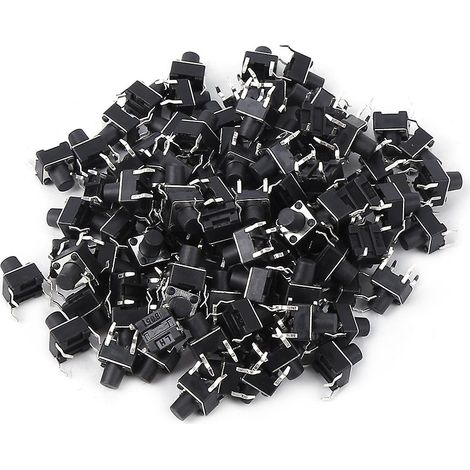 Lot de 100 mini-interrupteurs tactiles momentanés à bouton-poussoir (6 x 6 x 7 mm) (1/5)