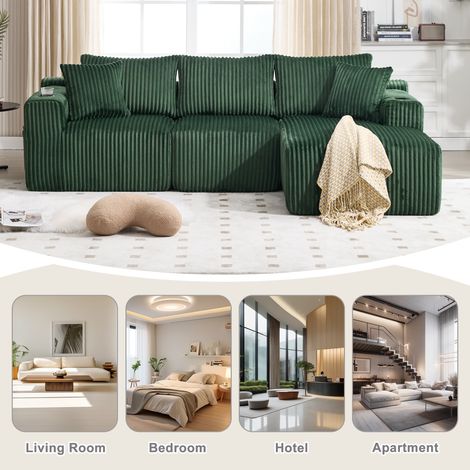 Set de canapés modulaires avec un chaiselongue et deux sièges. Revêtement en mousse douce. Comporte 5 coussins. Des poches latérales permettent de ranger des boissons. Matériau de haute qualité (1/5)