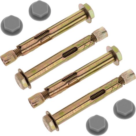 Lot de 4 chevilles à expansion métal à vis 12x85mm avec capuchon Gris (1/5)