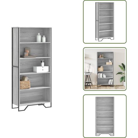 vidaXL Bücherregal Grau Sonoma 80x31x169 cm Holzwerkstoff (1/5)