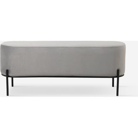 Pouf Fussbank Sitzbank Eingangsbereich Design aus grauem Samtstoff Monet - Grau