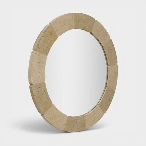Miroir mural rond effet pierre 90 cm Sculpted Stone Halo (1/5)
