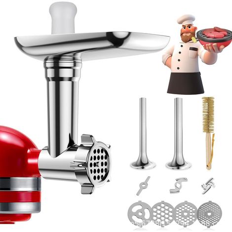 100% Polished Stainless Steel Meat Grinder Attachment for KitchenAid Mixer, Dishwasher-Safe Anti-Corrosion Food Grinder Attachment, 18-Piece Set (1/5)