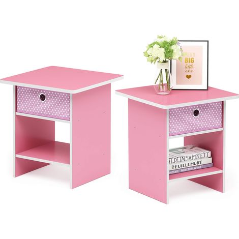 Bin Drawer Storage 2-Pack Dario Étagère de Rangement Chevet/Table de Nuit avec Tiroir-Poubelle, Rose Clair, ensemble de 2, Bois Composite, One Size (1/5)