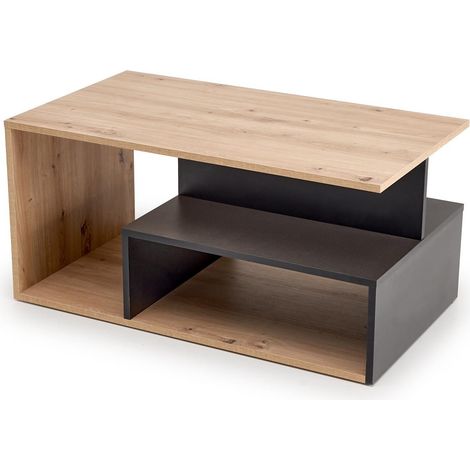 Mesa de centro Houston 1991, Negro + Roble Artisan, 43x51x90cm, Diámetro: 0, Aglomerado laminado, Angular