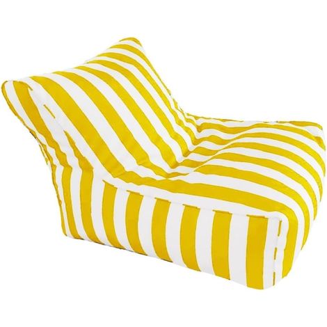 Cyan Floating Cover for Pouffe (No Padding) Pool Pouffe Chair, Striped Oxford Bean Bag Cover for Adults for Beach Garden (Yellow-Stripe) (1/5)