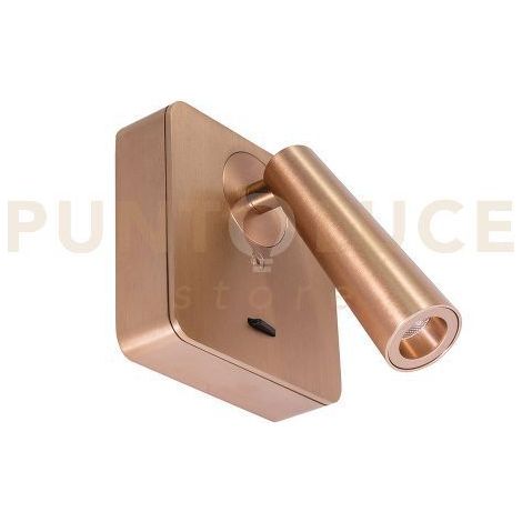 GAP595 APPLIQUE A PARETE IN ALLUMINIO CON SPOT ORIENTABILE 1 LUCE ATTACCO QUADRATO LED 3000K 180LM 3W CHAMPAGNE