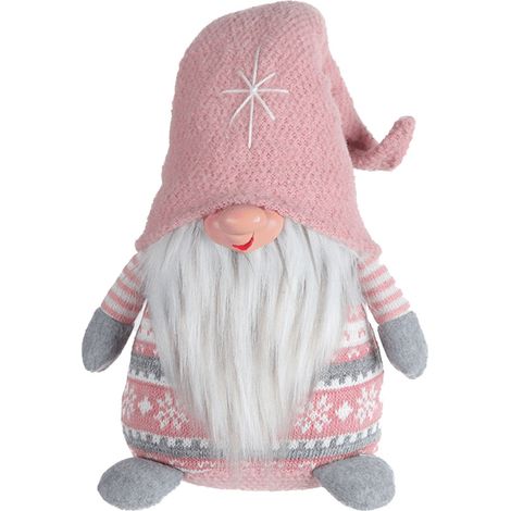 Rebecca Mobili Weihnachtszwerg Elf Skandinavisch Rosagrau Mit Bart 30,5x19x13