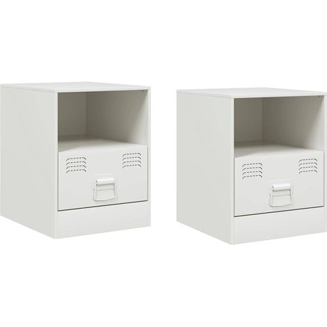 Maison Exclusive - Mesitas de noche 2 unidades acero blanco 34,5x (1/5)