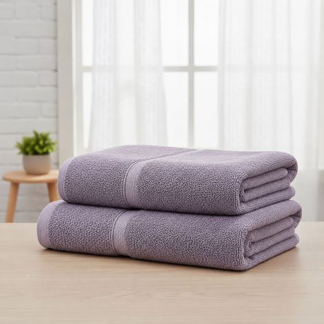 Set di Asciugamani Sanonefa, 100% Cotone set da 2, Elementi Inclusi 1 Asciugamano Viso 40x60 cm, 1 Asciugamano Ospite/mani 60x110 cm, Viola Lilla (1/4)
