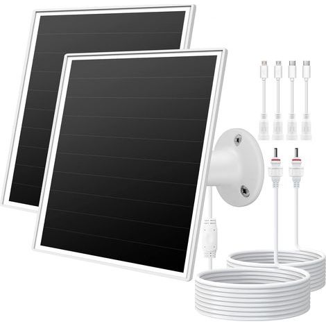 x 6-W-Solarpanel, diverse Anschlüsse, 3-m-Kabel, IP65 wasserdicht, für Außenkameras (1/5)