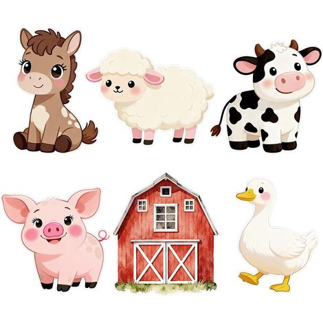 Lot de 6 Silhouettes d'animaux de la Ferme en Papier, Grand Format, avec Support, pour Photos. Décorations pour Anniversaire, Baby Shower ou fête sur Le thème de la Ferme (1/5)