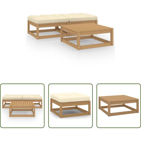 Gartenlounge - 3-tlg. Garten-Lounge-Set mit Kissen Massivholz Kiefer (1/5)