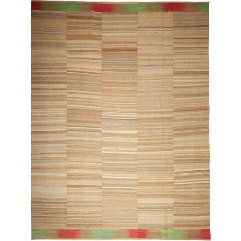 Authentique tapis d'Orient kilim fait main 296x391 marron et rouge (1/5)