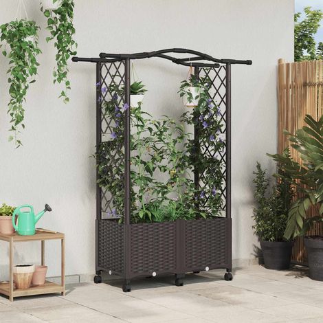 Teenpull – Hochbeet mit Rankgitter und Dach Braun 125 x 40 x 144 cm PP (1/5)