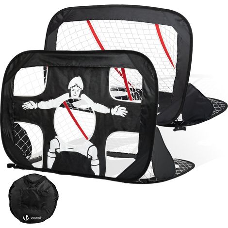 VOUNOT® Fußballtor für Kinder 2er Set, Klappbares 2 in 1 Pop Up Tor (120 x 80 cm)