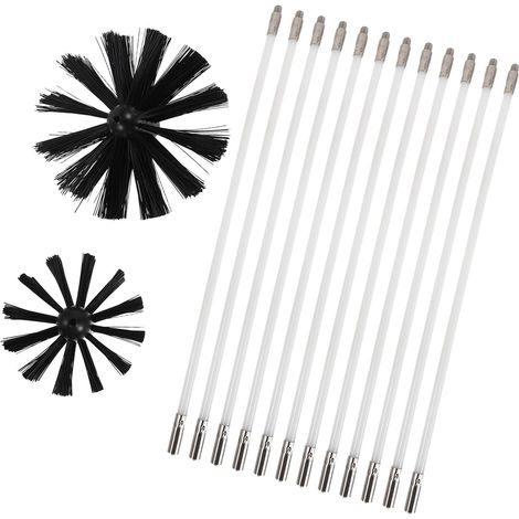 Kit de brosses nettoyage cheminée avec tiges flexibles 4,88 m et 4 (1/5)